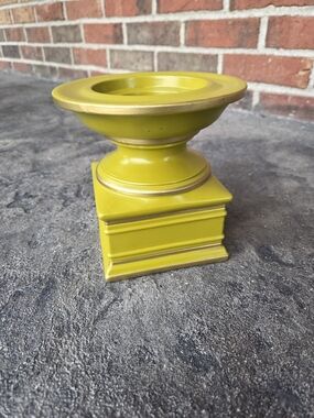 Ceramic MCM 60s/70s Chartruese Green Accent Candle Holder- Colonial Candle Japan